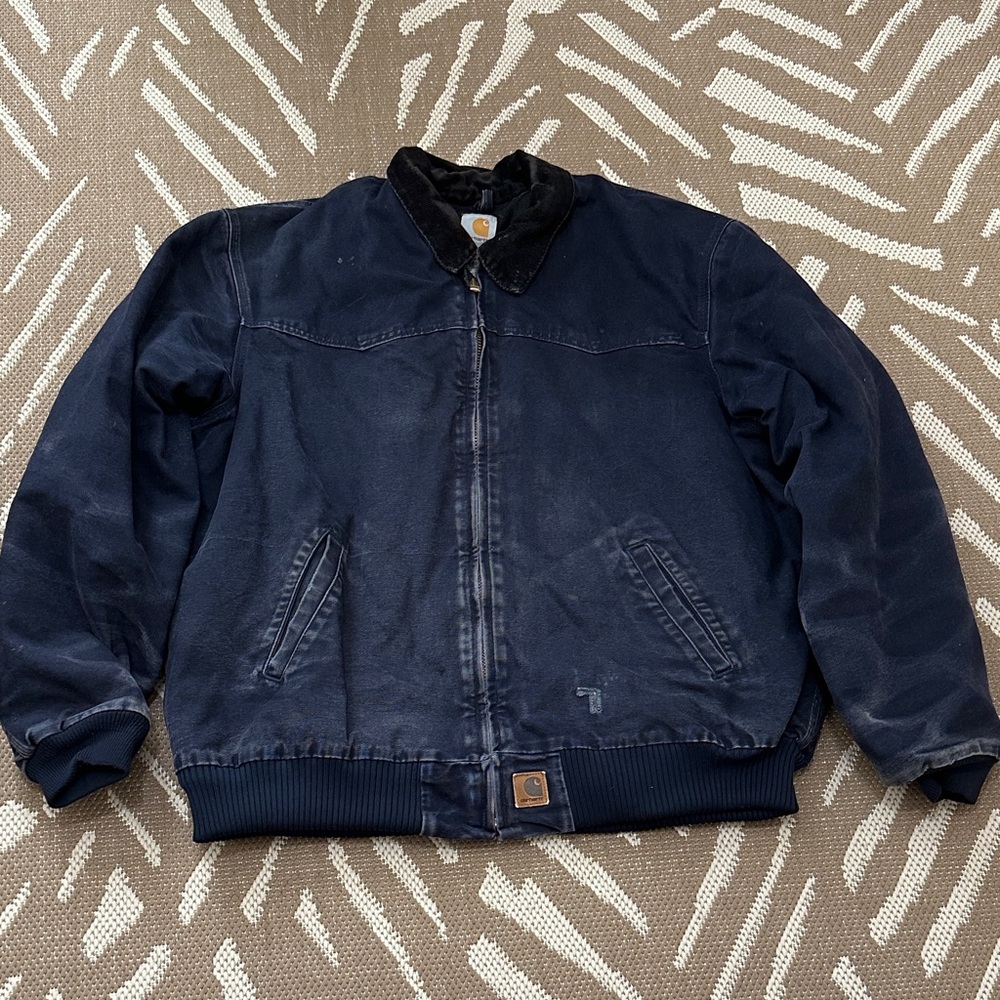Distressed Carhartt Santa Fe Jacket J14MDT
Midnight Blue Quilted Lining 2XL Tall